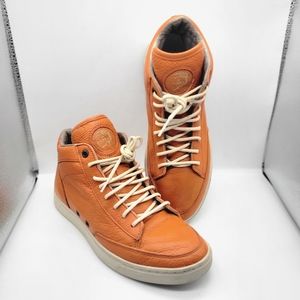 Cool! Diesel Orange Leather Hi Culture Hi Top Sneakers Mens Size 7